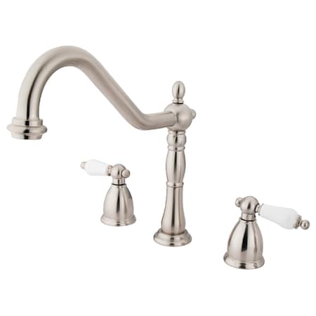 Kingston Brass Widespread Kitchen Faucet, Brushed Nickel KB1798PLLS